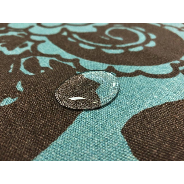 Water Resistant Outdoor Floral Brown Teal Blue Aqua Upholstery Fabric For Sale In Columbia, SC - Image 6 of 6