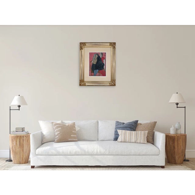 Contemporary Bruno Paoli "Fur" Original Italian Modern Figurative Portrait, 20th Century Florence Italy Fine Art Painting, Oil on Board, 23.5x20" For Sale - Image 3 of 8