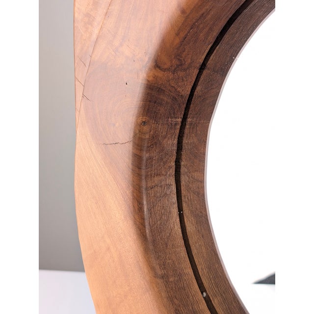 Wood Biomorphic Wall Mirror in Walnut, France, 1960s For Sale - Image 7 of 9