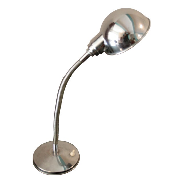 Mid-Century Modern Chrome Table Lamp with Flexible Neck, 1970s For Sale