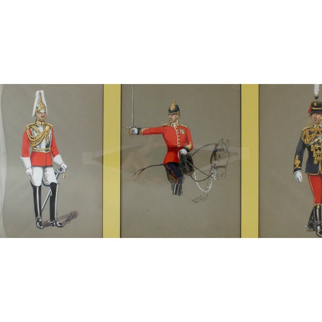 Classic set of three military gouaches depicting British guardsmen officers by Herbert Benham 1939/40! Image Sz: 9 3/4"H x...