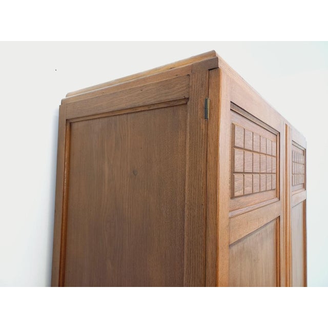 Wood Vintage Art Deco Style Wardrobe in Oak, 1950s For Sale - Image 7 of 15