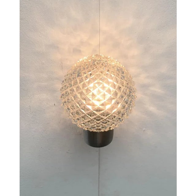 Vintage Space Age Glass and Metal Wall Lamp Sconce, 1970s, Set of 2 For Sale - Image 12 of 18