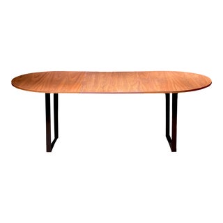 Walnut Dining Table With Black Metal Legs For Sale