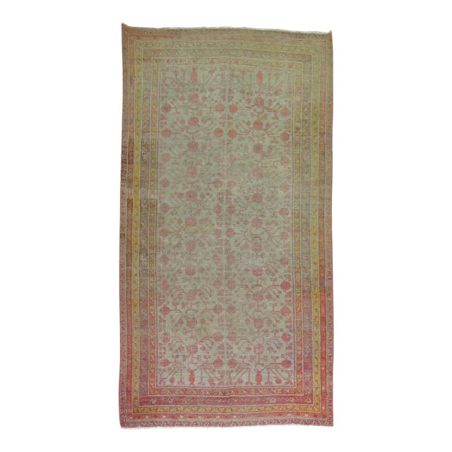 Worn Khotan Antique Gallery Rug - 6'4" x 12'10" For Sale