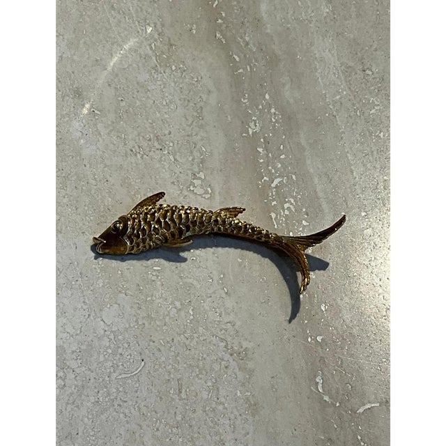 Vintage Golden Fish Brooch For Sale - Image 9 of 12
