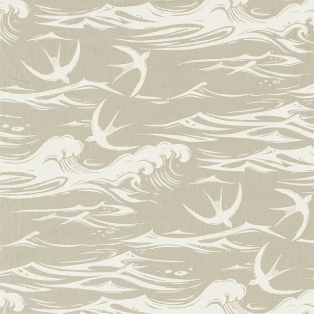 Sanderson Swallows at Sea Fabric in Linen - a Sample For Sale
