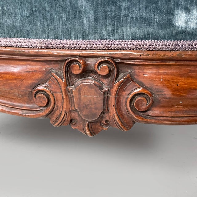 Italian Louis XVI Style Sofa in Light Blue Velvet and Wood, 1930s For Sale - Image 16 of 18