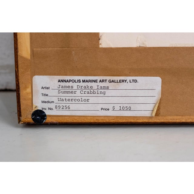 Crab Boat Seagulls Watercolor Painting Signed James Drake Iams For Sale - Image 9 of 9