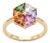 Natural 18k Gold Multi Sapphire Diamond Halo Cocktail Ring, New For Sale