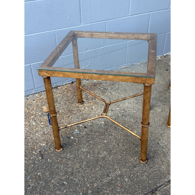 Ballard Designs Late 20th Century Exquisite Pair: Hand-Gilt Faux Bamboo Side Tables - Curated by Turtle & Crane - Newly Painted For Sale - Image 4 of 12