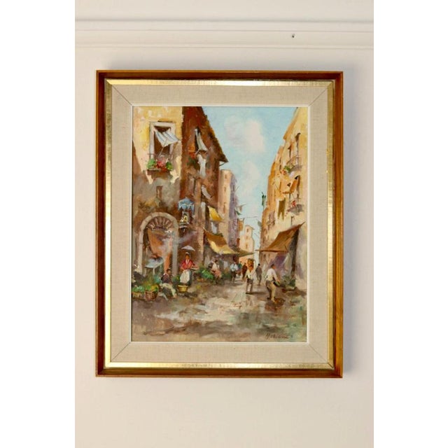 Moriani, City Street Scene, 1960s, Oil on Canvas For Sale - Image 7 of 10