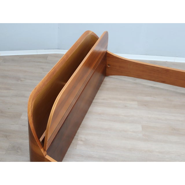 Italian Curved Walnut Bed Frame with Storage Headboard, 1970s For Sale - Image 12 of 15