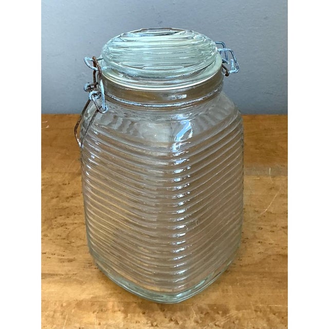 Vintage Ribbed Glass Storage Jar For Sale - Image 12 of 12