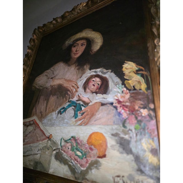 Vincenzo De Stefani Painting of a Young Girl With a Doll For Sale - Image 4 of 7