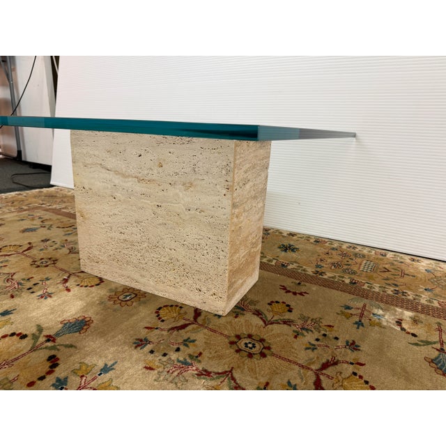 Tan Post Modern Travertine Coffee Table For Sale - Image 8 of 12
