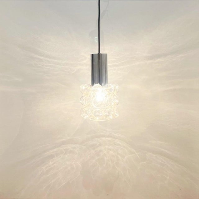 Mid-Century Bubble Glass and Chrome Pendant attributed to Helena Tynell for Limburg, Germany, 1960s For Sale - Image 6 of 9