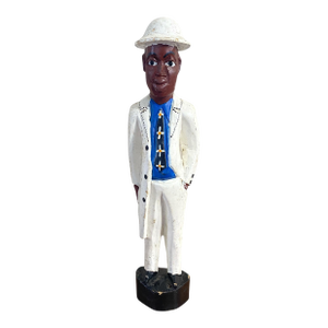 VTG African Painted Wood Male Colon Figure Sculpture Folk Art 12.5"