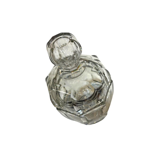 Charming vintage cut crystal covered jar featuring crisp geometric cutting and a faceted crystal finial lid. The brilliant...