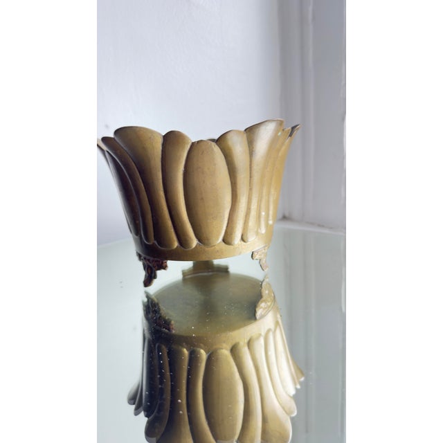 Vintage 1970s Brass Lotus-Shaped Gardinere/Planter For Sale - Image 13 of 15
