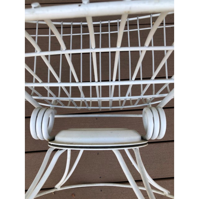 1960s MidCentury Modern Homecrest Bottemiller White Metal Wire Swivel Rocker Barrel Chair