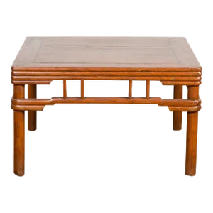 1900s Antique Square Elmwood Coffee Table