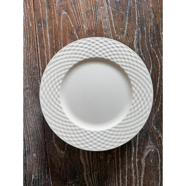 1970s Pagnossin Ironstone Basket Weave Plates 8.25 Inch White Italian Dinnerware Treviso - Set of 6 For Sale - Image 9 of 11