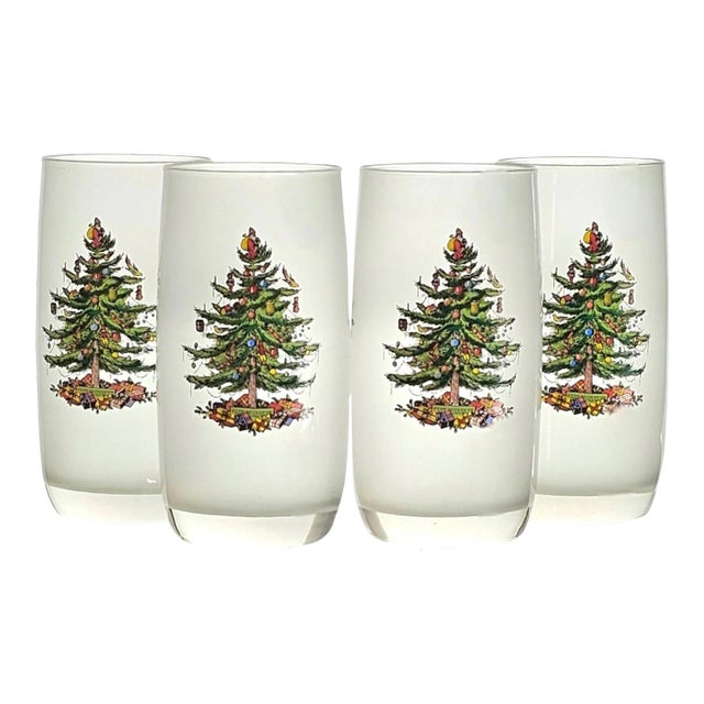 Spode Christmas Tree Tumblers Drinking Glasses Set of 4 For Sale