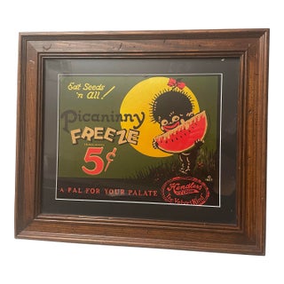 Handlers Ice Cream Antique Black Americana Sign 1922 Original Cardboard For Sale