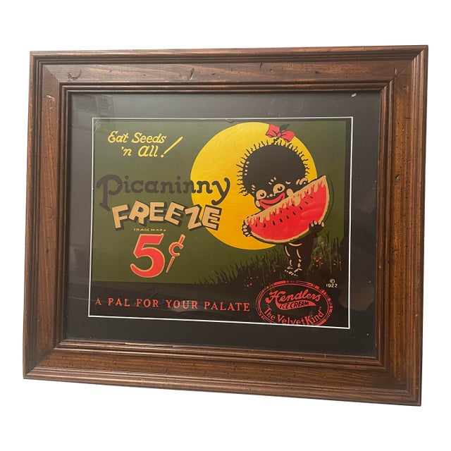 Handlers Ice Cream Antique Black Americana Sign 1922 Original Cardboard For Sale