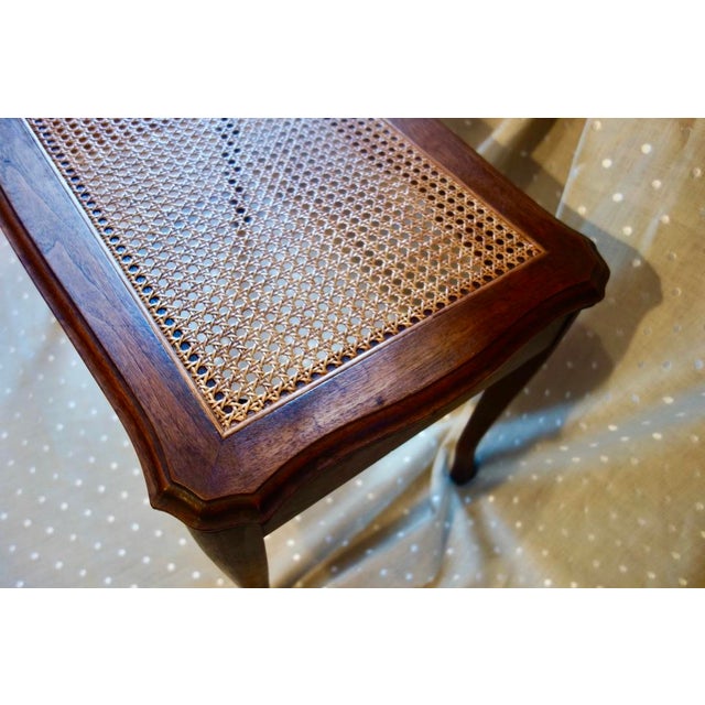 1960s Cane and Walnut Bench For Sale In Minneapolis - Image 6 of 9