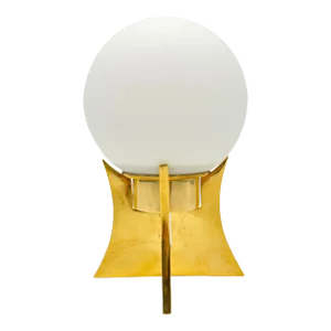 Hand Blown Frosted Glass Globe Led Tea Light Holder With Brass Base