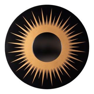 Sunburst Mirror in High-Gloss Black & Gold Lacquer For Sale