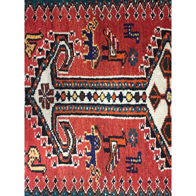 Traditional Vintage Red Qashgai Pictorial Hand Woven Runner Rug 3'3 X 12'2 For Sale - Image 3 of 11