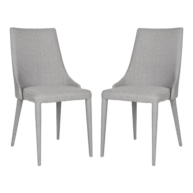 19''H Linen Side Chair, Grey - a Pair For Sale