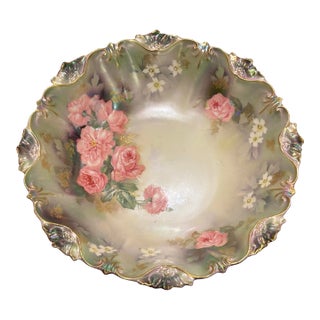 Antique Rs Prussia Decorative Floral Porcelain Bowl For Sale