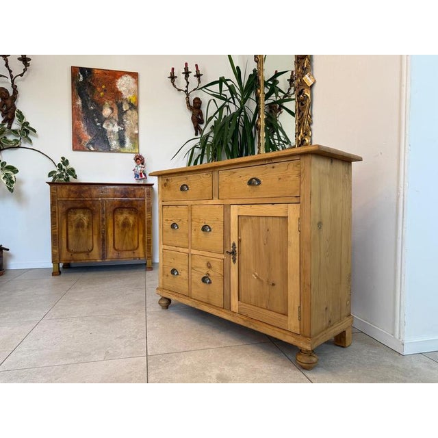 Wood Art Nouveau Shop Chest in Spruce Softwood, 1890s For Sale - Image 7 of 12