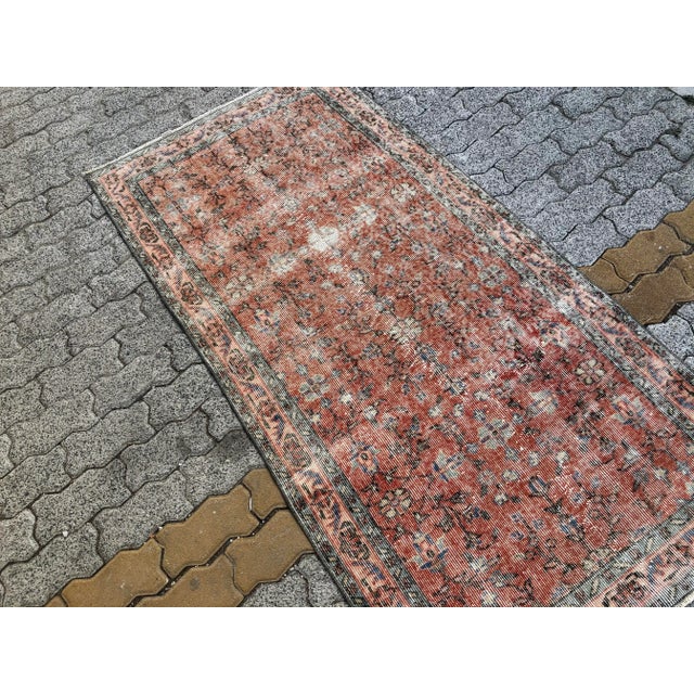 1960s Vintage Orange Distressed Rug For Sale - Image 4 of 11