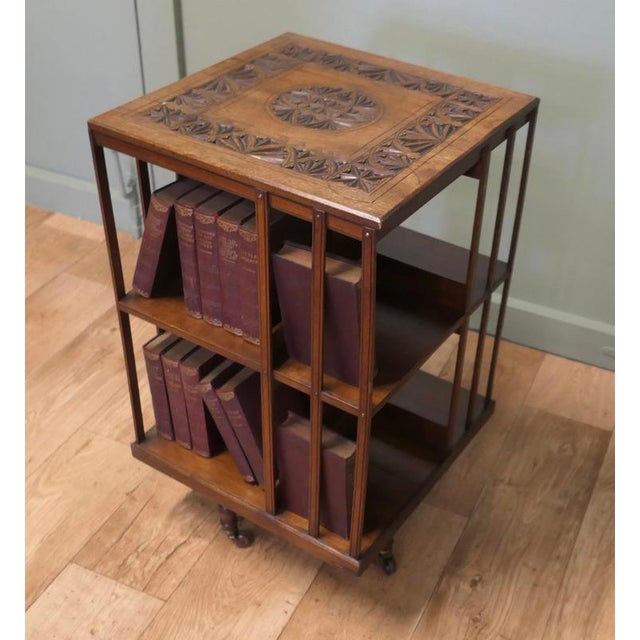 Early 20th Century Antique Revolving Oak Bookcase, 1900 For Sale - Image 5 of 7
