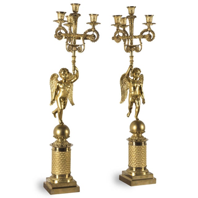 Empire Candelabra in Gilded Bronze, Set of 2 For Sale - Image 12 of 12