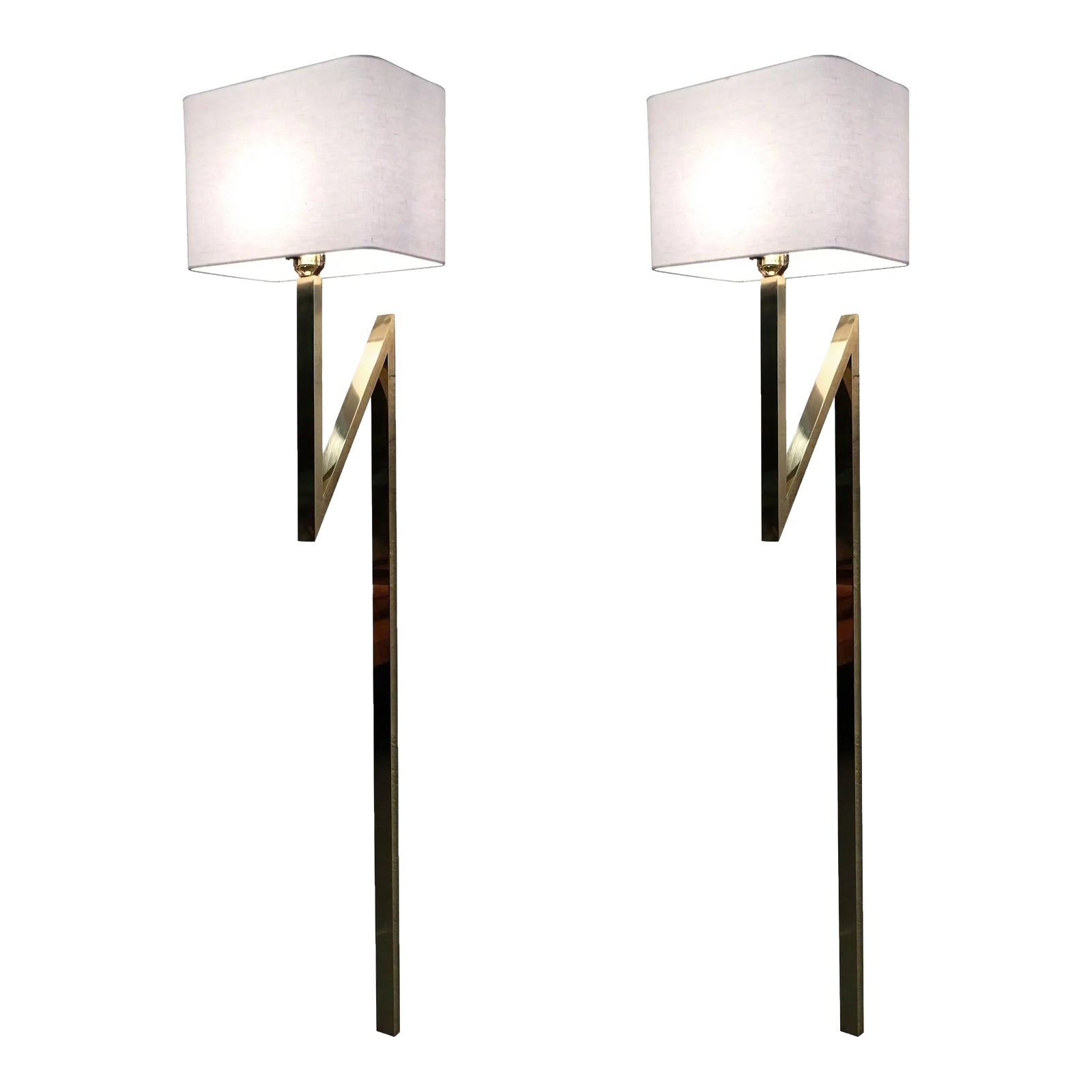 Contemporary Brass Wall Lights Sconces A Pair Chairish