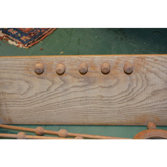 1960s Mid Century Wood Stick & Ball Shelf 24" Wall Mount Brass Finials / Round Beehive Balls For Sale - Image 13 of 18