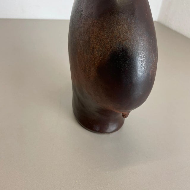 Brown German Fat Lava Ceramic Pottery Vase by Gerda Heukoth for Carstens Tönnieshof, 1970s For Sale - Image 8 of 18