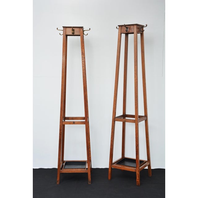 English Oak Hall Stands from Astrola, 1930s, Set of 2 For Sale - Image 3 of 3