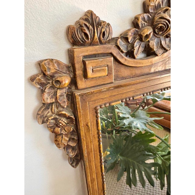 Wood Early 20th Century French Louis XVI Carved Gilt Flame and Quiver Mirror For Sale - Image 7 of 12