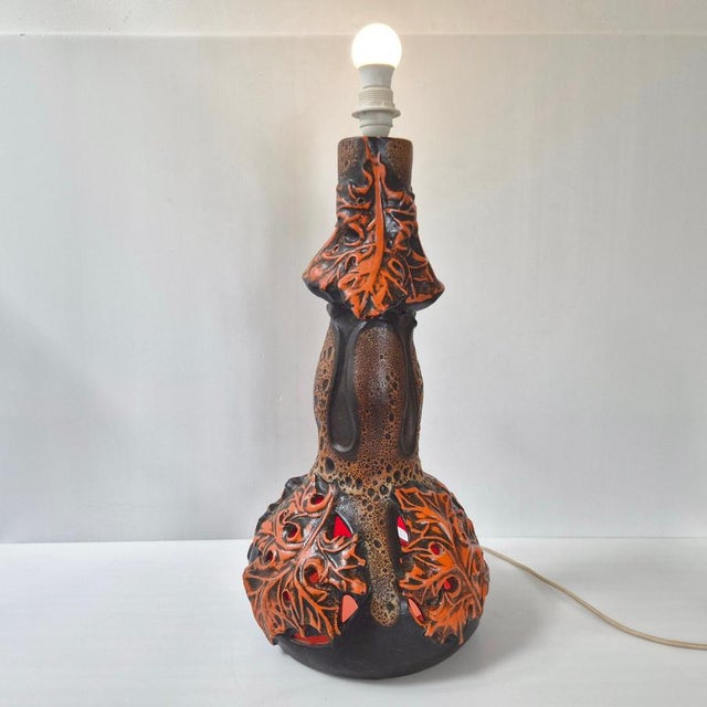 1970s Vintage Ceramic Lamp with Double Ignition, West Germany, 1970 For Sale - Image 5 of 17