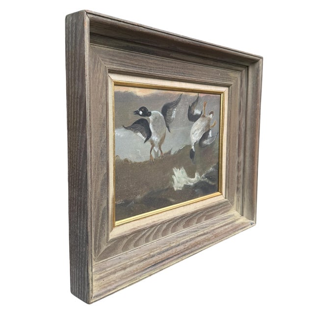 Farmhouse Naive Common Goldeneye Oil on Canvas Painting For Sale - Image 3 of 12