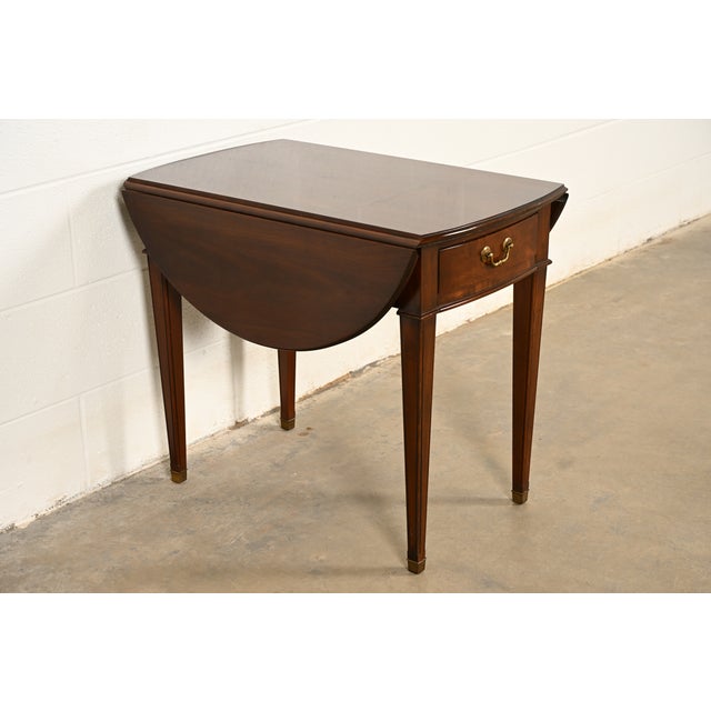Ethan Allen Ethan Allen Georgian Cherry Wood Drop Leaf Pembroke Side Table, Circa 1970s For Sale - Image 4 of 16