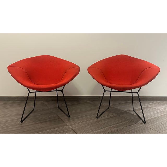 Mid-Century Modern 1970s Harry Bertoia Diamond Lounge Chairs Pair for Knoll Mid-Century Modern For Sale - Image 3 of 12
