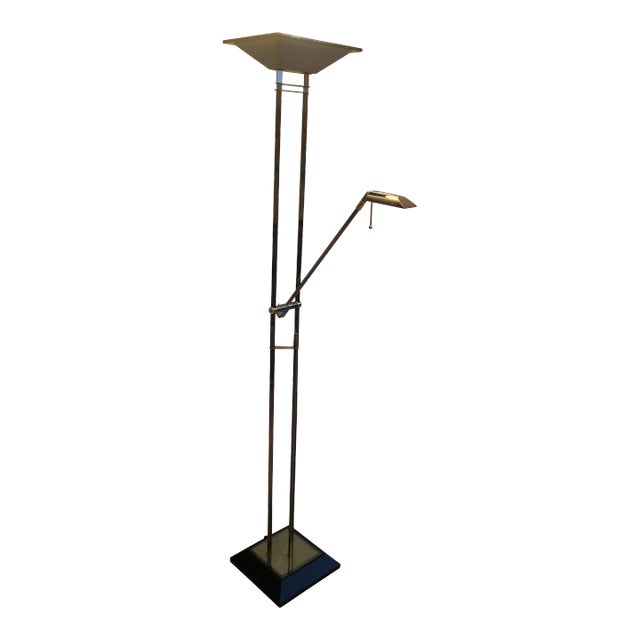 Gun Metal and Brass Floor Lamp, French, Circa 1970 For Sale